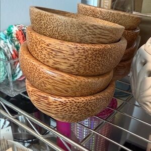 Stack Of Mini Coconut Bowls 4 Pc